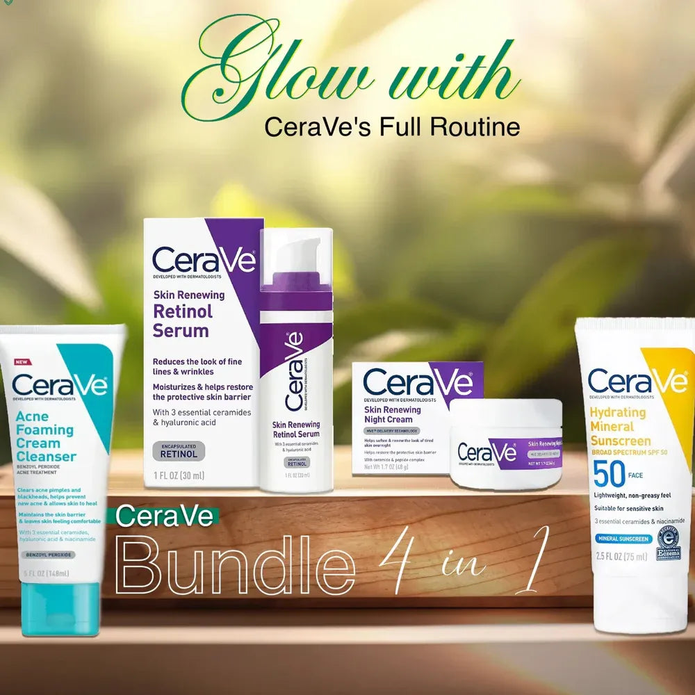 CeraVe 4-in-1 Skincare Kit with Cleanser, Serum and SPF